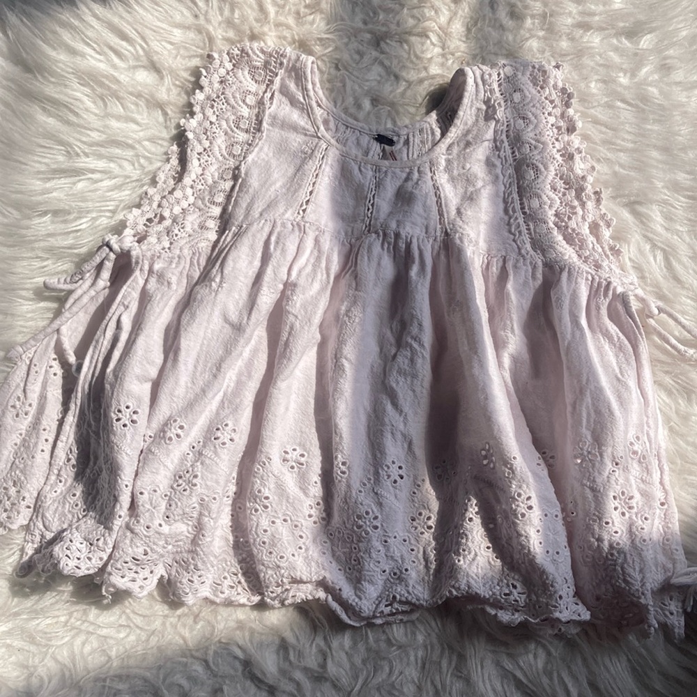 Free People Sleeveless Ruffled Bib Collar Blouse